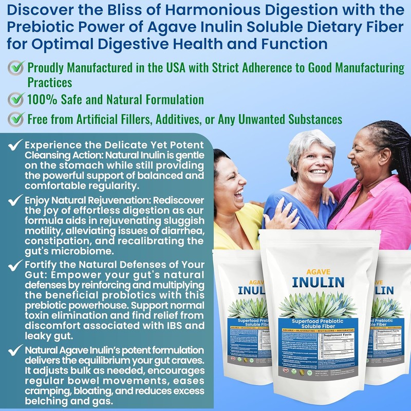 Inulina en polvo 16oz – Fibra soluble prebiótica de agave