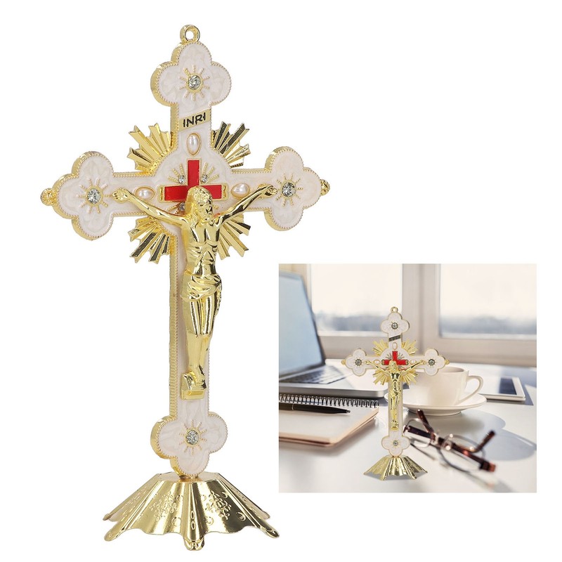 Metal Enamel Crosses Enamel Coating Anti Rust Gold White Crosses