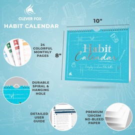 Clever Fox - Calendario de seguimiento de hábitos – Rastreador inspirador de objetivos y calendario de hábitos atómicos – Diario colorido planificador de hábitos y objetivos para aumentar la