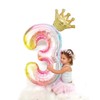 40-Inch Rainbow Gradient Number 3 Crown Balloon Set, 3rd Birthday
