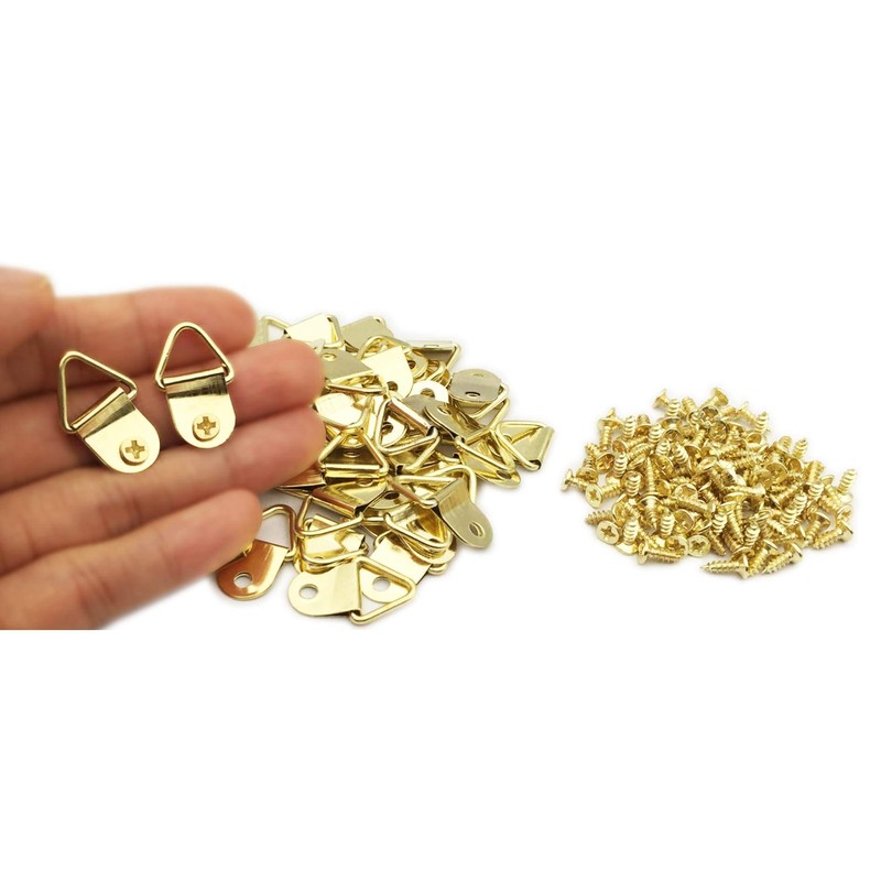 Triangle Ring Picture Hangers Picture Hanging Hooks with Screws(100 Pack)