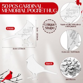 Ecation 50 Sets Christmas Funeral Favors for Guests Cardinal Memorial Pocket Hug Token Memorial Coin with Funeral Prayer Cards Organza Bag Sympathy Gifts for Celebration of Life Loss of Loved One