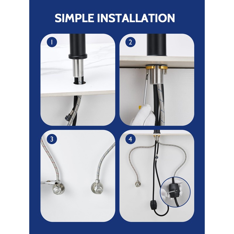 Kitchen Faucet with Pull Down Sprayer, Waterfall Single Hole Single