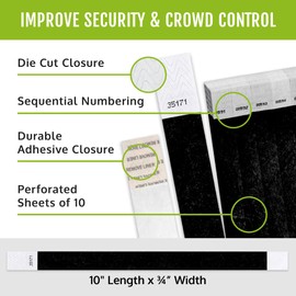 600 WristCo Black Tyvek Wristbands for Events - Comfortable Tear Resistant Paper Bracelets ID Wrist Bands for Concerts Festivals Admission Party Identification