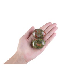 GUJOXILA Unakit Healing Stones Crystals Polishing Large Gemstones Rough Stone Tumbled Stones Crystal Worry Stone Meditation Anxiety Stress Relief 4-5 cm 1 Piece