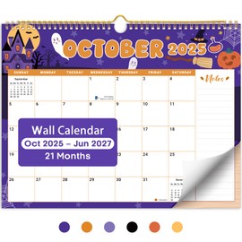 Calendar 2025-2026, 21-Month Calendar from October 2025 to June 2027, 11.5" x 14.7", Spiral Binding Hanging Monthly Wall Calendar, Perfect for Home or Office, Watercolor Festival