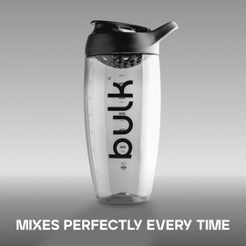 Bulk x Promixx Pursuit Ecozen Shaker Bottle | Black | 700ml | Eco-Friendly & Impact-Resistant | Leak-Proof Lid | Snap-Fit Agitator for Smooth Mixing | Everyday Durable Design