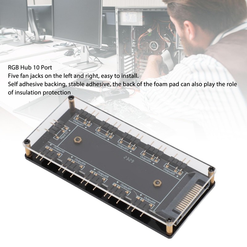 10 Way 5V 3pin ARGB Hub with Acrylic Case, Universal