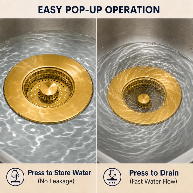Snailhouse Sink Drain Strainer, 3 in 1 Kitchen Stainless Steel
