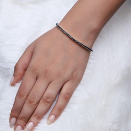 Black Moissanite Tennis Bracelet for Women, 18K White Gold Plated 2.5MM Stacking Dainty Wedding Bracelets for Brides 2.33 Ctw Size 7 inch