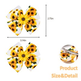Sunflower Hair Bows for Girls Flower Hair Clips for women bow hair clips for thick thin hair accessories sunflower bowknot Hair Barrettes Alligator Hairpin Spring summer hair clip 2pcs