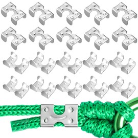 MorningRo 40 Pcs Stainless Steel Double Rope Clamps Heavy Duty Double Clips Loop End Clip Fits 3/8 Inch to 1/2 Inch Twisted or Braided Ropes
