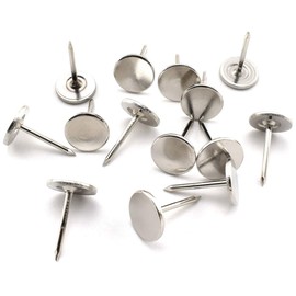 SDTC Tech Flat Head Upholstery Tack Furniture Decoration Thumb Pushpins Nails - 100 pcs, Silver Tone