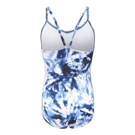 Girls One Piece Swimsuits Hawaiian Floral Bathing Suit for Kids Tie Dye Swimwear Blue Size 8/7-8 Years