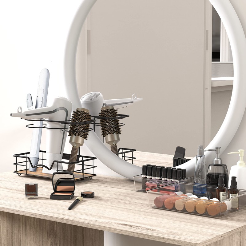 SimpleHouseware Countertop Hair Tools Organizer, Walnut