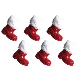 Gem Imports Red Sequin Santa Boot Christmas Tree Baubles Decorations (Set of 6)
