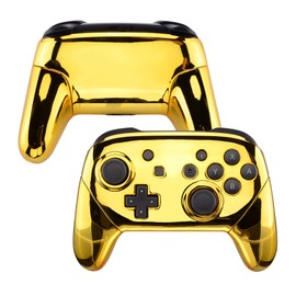 Switch Processor, not for eXtremeRate Faceplate Backplate Handle Switch Procon, Compatible with Chrome Procon Switch, DIY Replacement Grip Housing Case Cover [Chrome Gold]