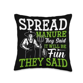 Spread Manure They Said Funny Farming Farmer Tractor Graphic Throw Pillow