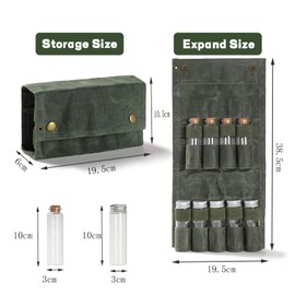 Portable Spice Bag, Camping Spice Kit, Foldable 9 Pockets Portable Canvas Seasoning Jar Holder, Easy to Carry, Camping Seasoning Kit, Travel Seasoning Container, for Camping BBQ Picnic(Green)