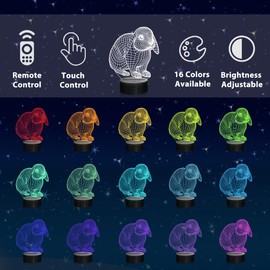 Ammonite 3D Rabbit Lamp, Bunny Cute Night Light for Kids, 16 Colors Changing with Remote Control and Timer Kids Bedroom Decor as Xmas Holiday Birthday Gifts for Boys Girls