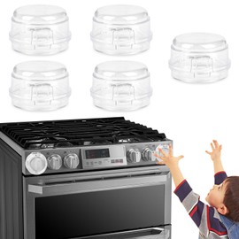 5PCS Clear Stove Knob Safety Covers, Oven Knob Covers for Child Safety & Transparent Baby Stove Knob Covers, Gas Stove Knob Covers with Strong Adhesive for Child Safety