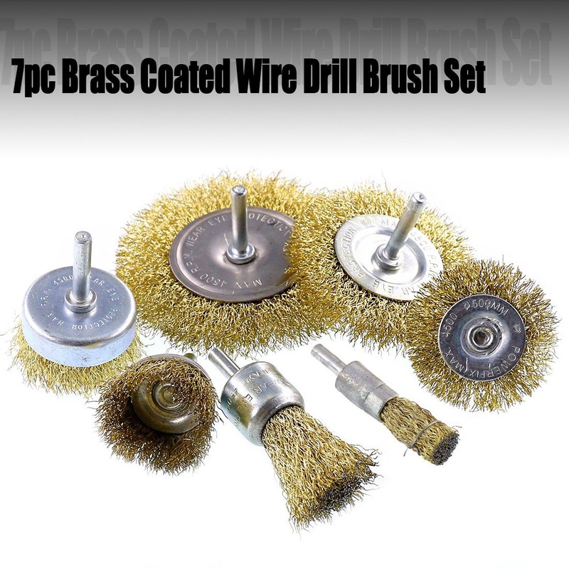 Swpeet 7-Piece Brass Brush Set with Brush Wheel and Cup