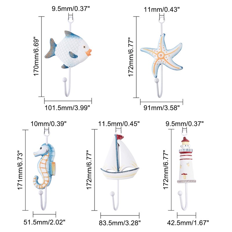 SUPERFINDINGS 5 Style Coat Hooks Wall Hook Rack Coat Hook