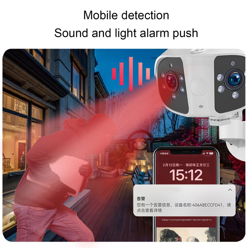 Dual Lens Security Camera 1080P HD 165 Degree Wide Angle