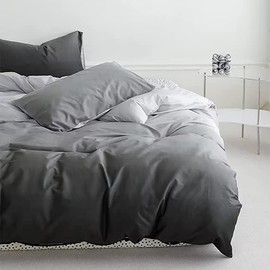 Houseri Dark Grey Comforter Set California King Gradient Light Gray Bedding Sets Cal Size Silver Charcoal Men Women Comforters 2-grey Gradient