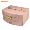 LG7241 Large Travel Jewelry Storage Box 2-Layer PU Leather Button