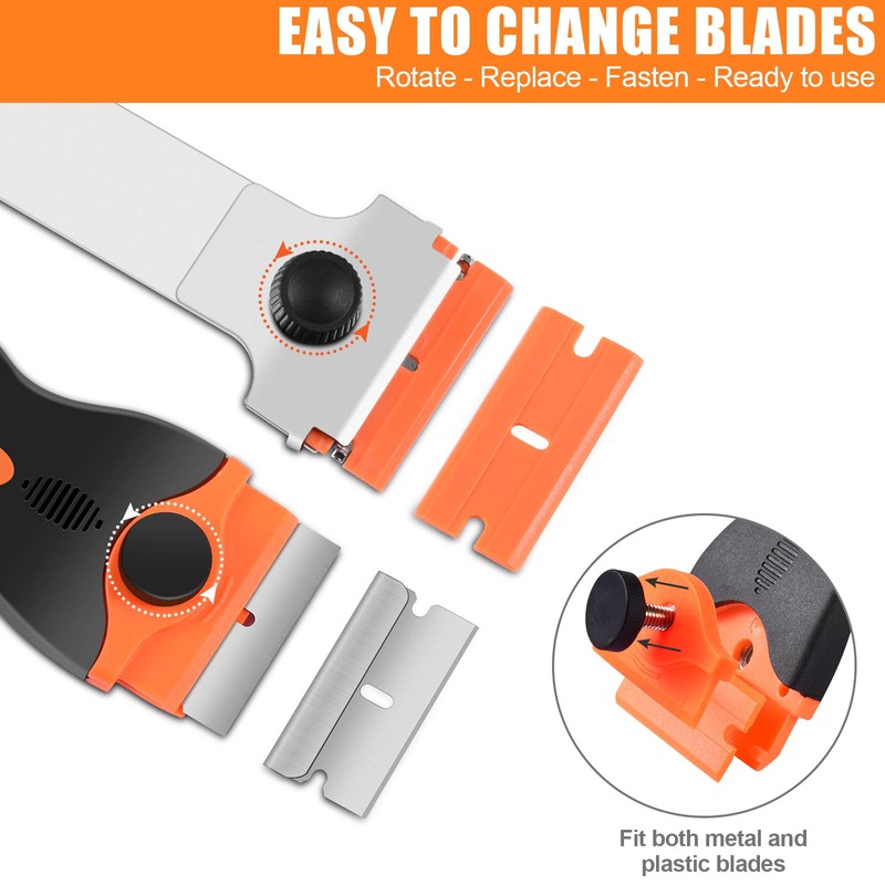 NECAMOCU 4 Pack Razor Blade Scraper, Premium Cleaning Scraper Tool