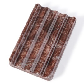 Koville Natural Marble Soap Dish for Shower, Red Marble Soap Tray for Bathroom, Bar Soap Holder for Sink, Stripe Grooves Saver Stone Soap Dish Keep Soap Bars Dry Easy Clean(Red Storm)