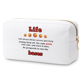 Softball Gifts for Girls Makeup Bag Softball Player Gifts Inspirational Gift for Women Softball Coach Gifts Cosmetic Bag Christmas Birthday Gift for Softball Lover Fans Softball Team Gift Travel Pouch