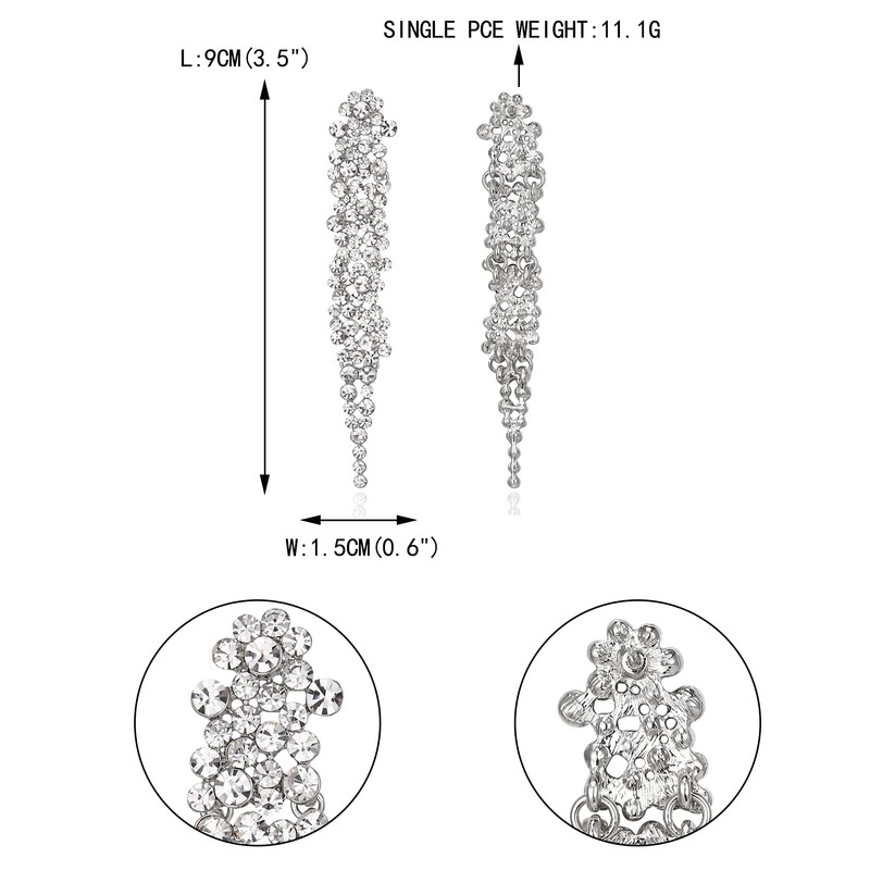 EVER FAITH Statement Earrings Rhinestone Crystal Banquet Long Chandelier Dangle