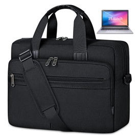 Laptop Bag 15.6 Inch Waterproof Briefcase for Men Large Laptop Carrying Case Computer Messenger Bag for Travel Work Business, Black