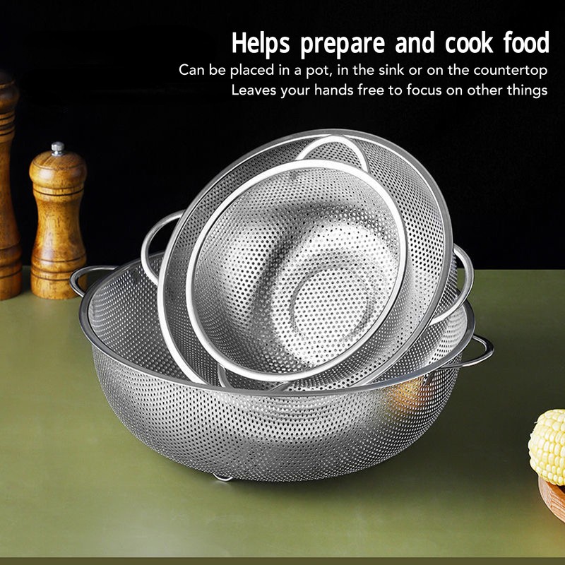 Stainless Steel Colander Multipurpose Mesh Strainer Baskets Fruit Vegetable Drain