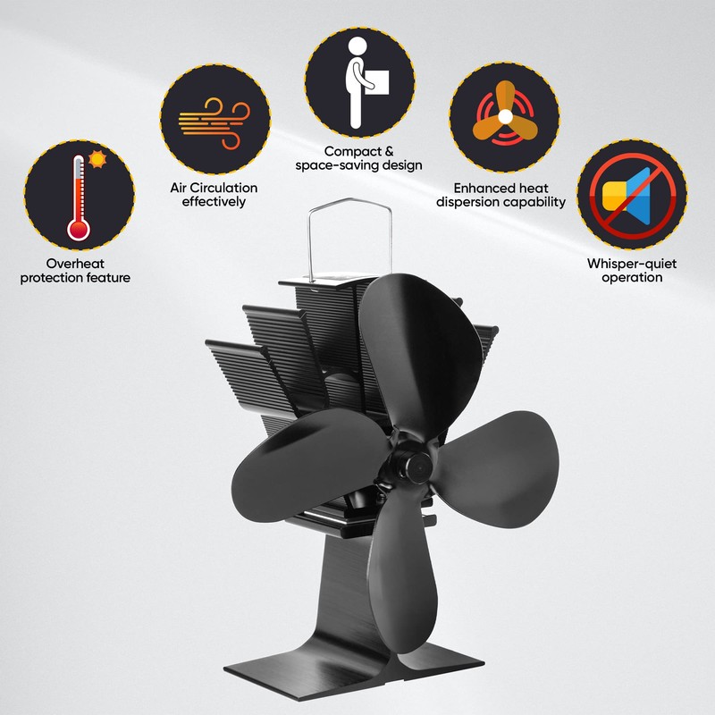 Albert Austin Heat Powered Stove Fan Powerful 4 Blade Design