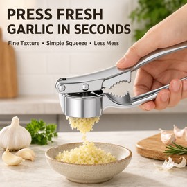 3 Pack Silver Zinc Alloy Garlic Press Manual Garlic Crusher with Stainless Steel Press Plate