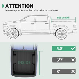 Soft Roll-Up Tonneau Cover Fit for Chevy Silverado 1500 / GMC Sierra 1500 New Body Style 2019-2025, Fleetside 5.8 Ft Bed (No Multi-Flex Tailgate)