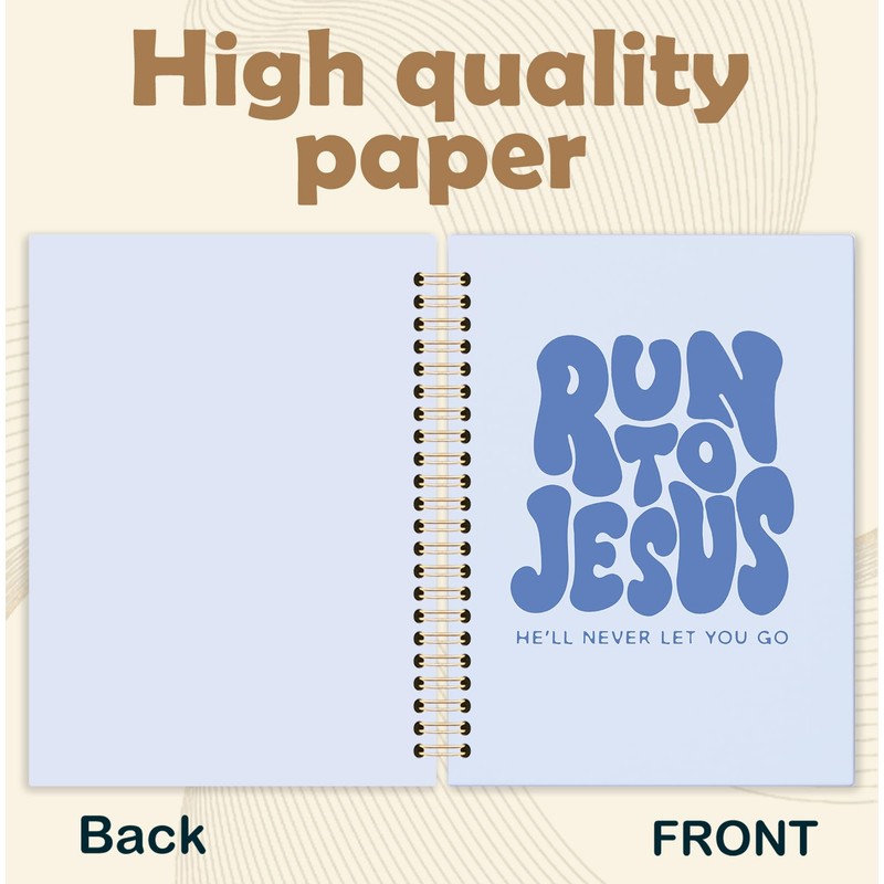 KRHFG Blue Christian Spiral Notebook, Run to Jesus Bible Verse