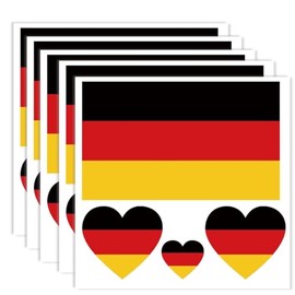 20 PCS Germany Flag Tattoo,German Banner Tattoos Decoration Decal, Rectangle Heart Waterproof Sticker for Party Parade