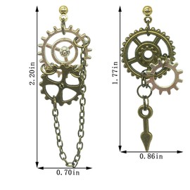 QUPENGXU Steampunk Vintage Clockwork Earrings Handmade Retro Clock Gear Drop Dangle Earrings For Women And Men (style-2)