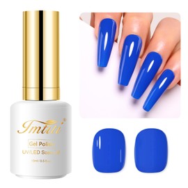 Imtiti Blue Gel Nail Polish, 0.5 Fl Oz Deep Blue Gel Polish Soak Off LED UV Nail Gel Polish Spring Summer Gel Nail Polish DIY Nail Art Starter Manicure Salon Gel Nail Kit