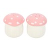 Whimsical Ceramic Mushroom Salt and Pepper Shakers Set, Pink and