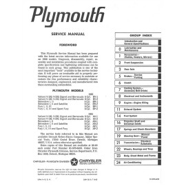 Plymouth 1966 Plymouth Belvedere Fury Satellite Shop Service Repair Manual
