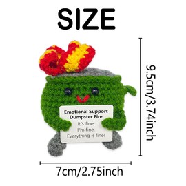 Emotional Support Dumpster Fire, Emotional Support Plush, Emotional Support Plush, Positive Crochet Dumpster Fire Plush Toy, Cute Doll with Positive Card Support Buddies Gifts for Friends(Green)