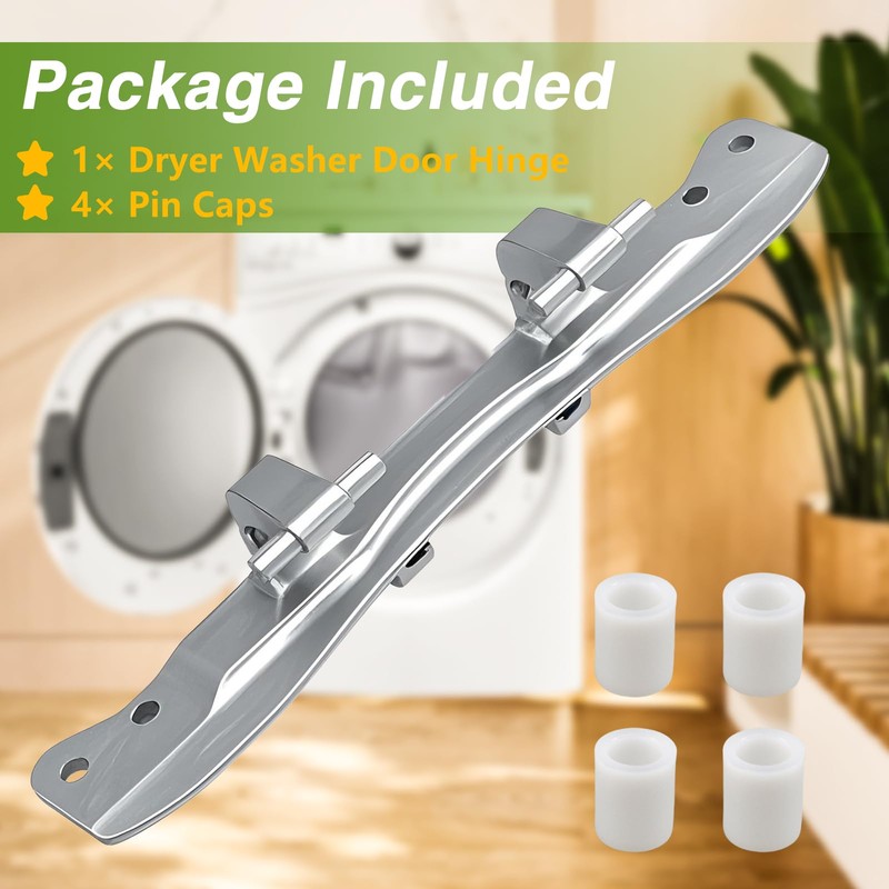RUHUALIFE Dryer Washer Door Hinge with 4 Pin Caps Front