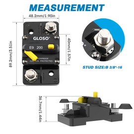 GLOSO E93 40A Circuit Breaker Waterproof IP67 Extended Surface Mount 3/8" Diagonal Stud for Marine RV and Truck Applications 12V-48V DC Protection (40A)