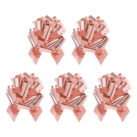 sourcing map 5Pcs 6 Inch Metallic Large Big Pull Bow Gift Wrapping Bows Ribbon for Wedding Car Baskets Presents Christmas Bow, Rose Gold
