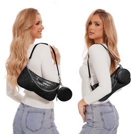 Vulkitty Shoulder Bag for Women Leather Small Purse Crocodile Pattern Clutch handbags with Exterior Coin Purse